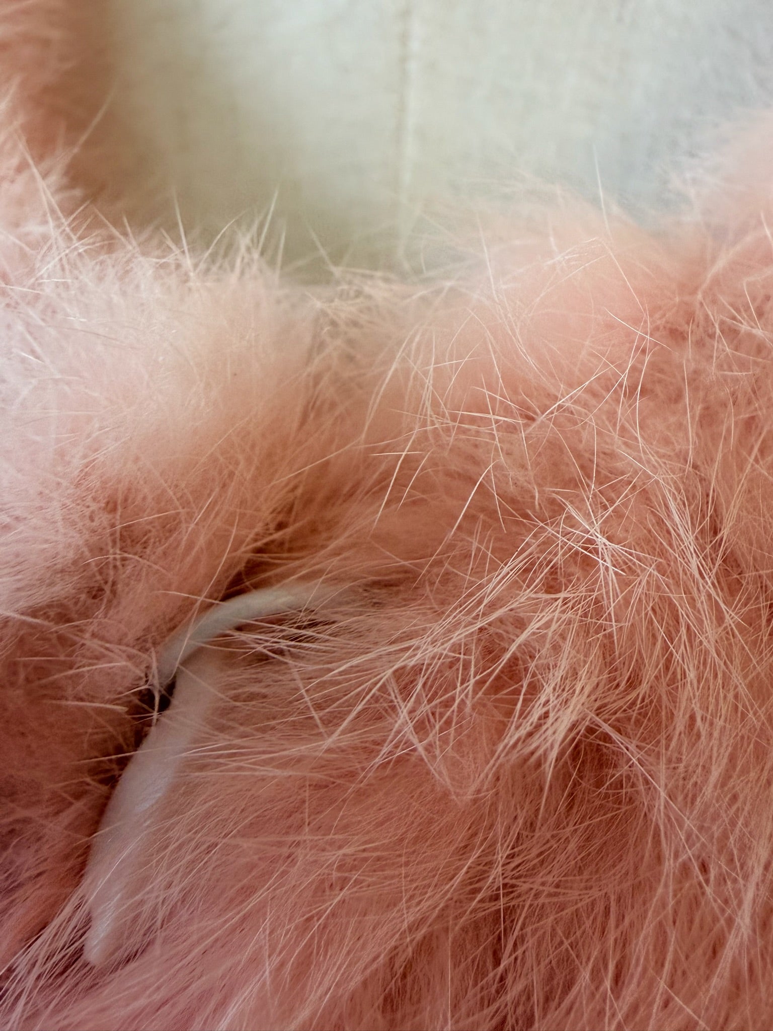 Two-tone pink cream vintage rabbit fur coat from the 00s
