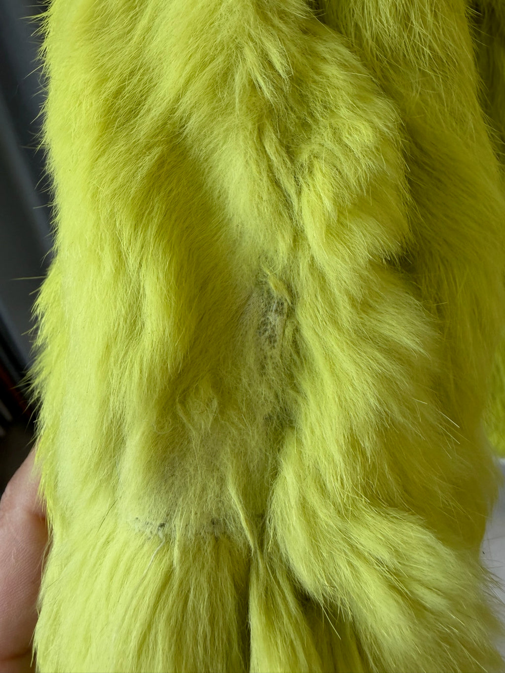 Bright mustard rabbit fuzzy fur short coat