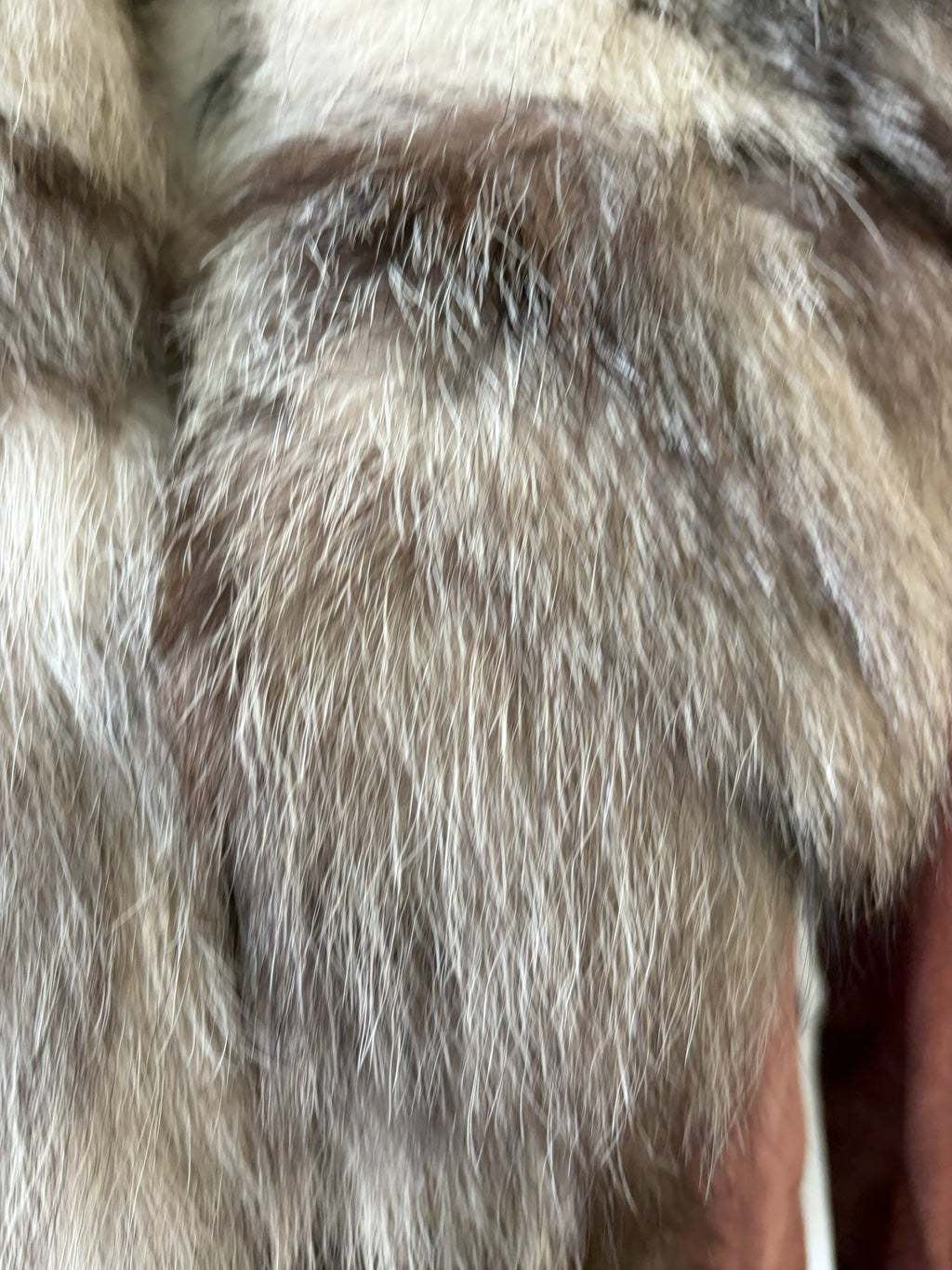 Vintage dusty pink suede fox fur mid-length coat