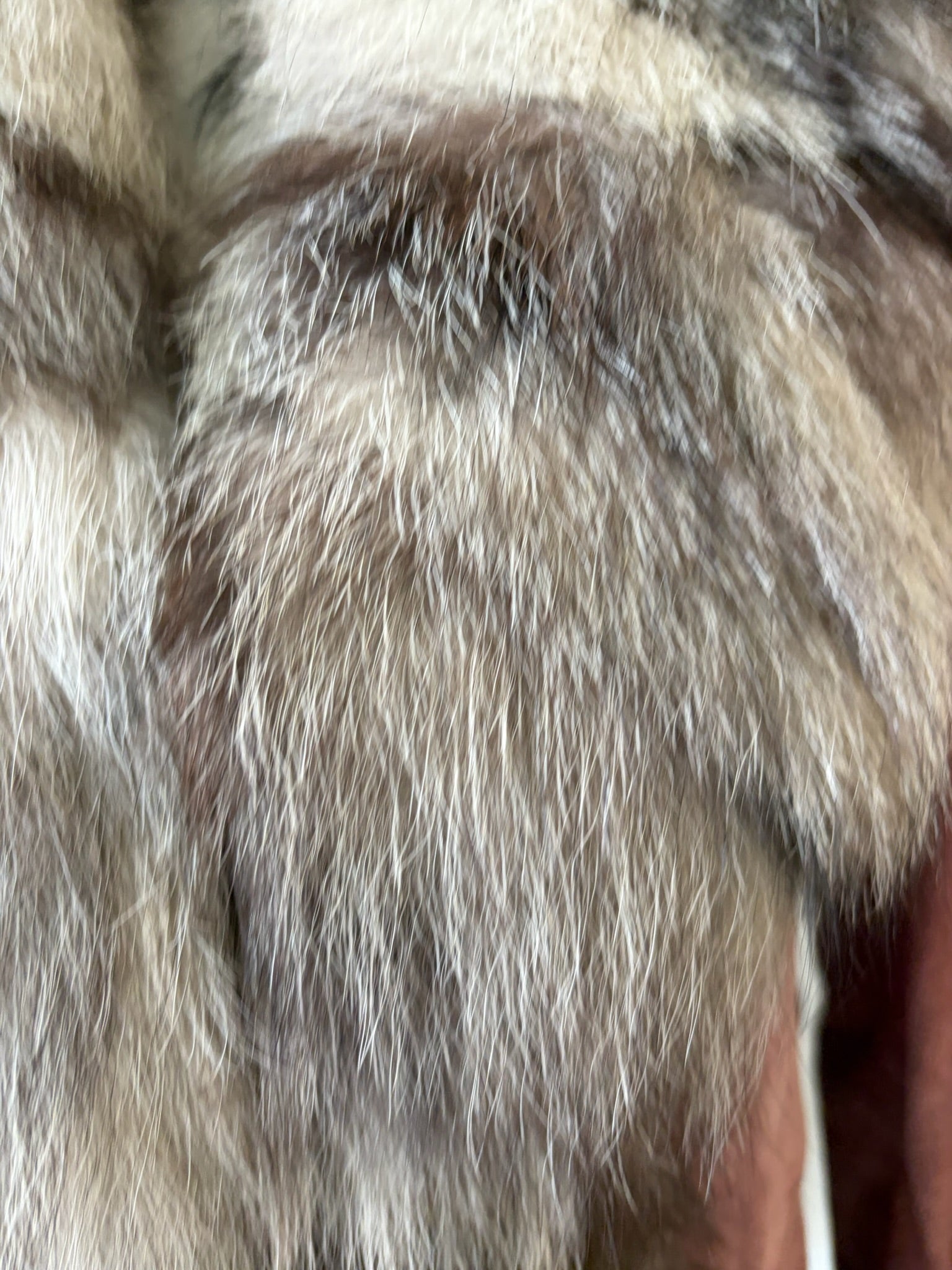 Vintage dusty pink suede fox fur mid-length coat